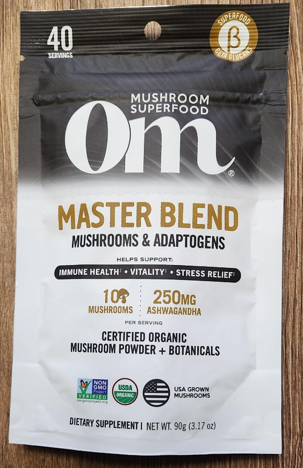 Om Mushroom Superfood Master Blend Mushrooms & Adaptogens-Organic-3.17 oz.(90 g)