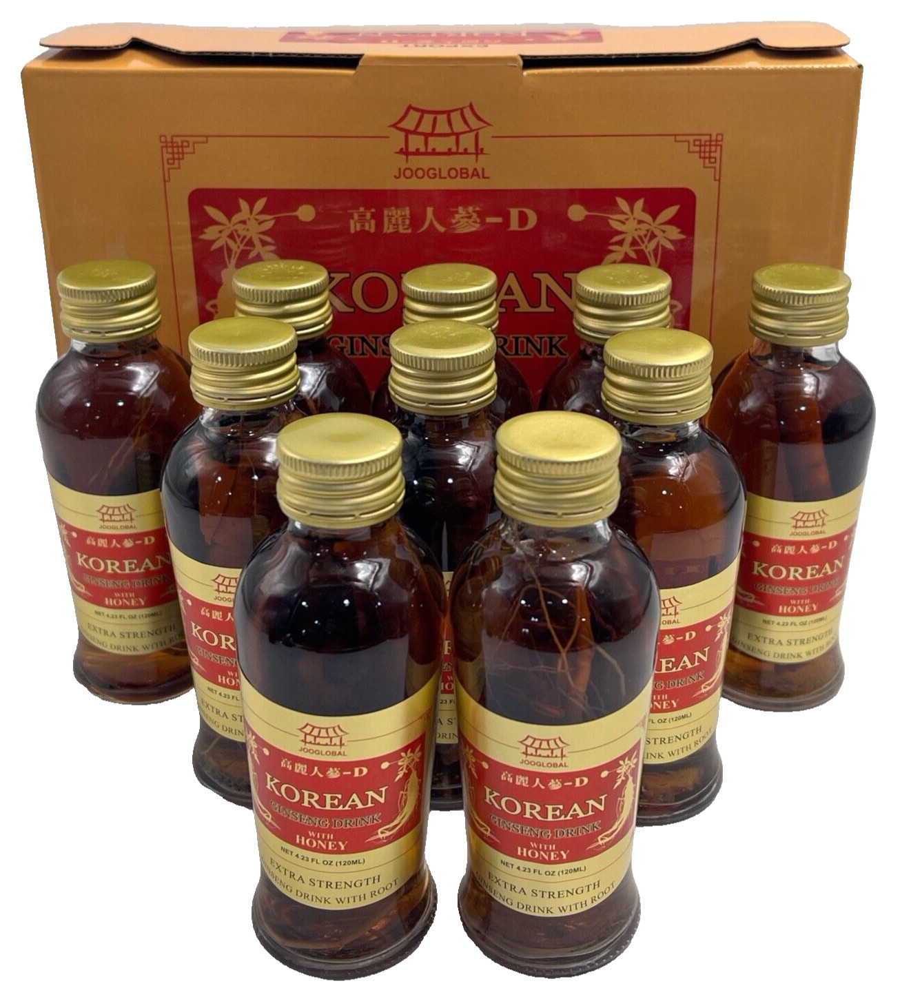 Korean Ginseng Drink Root in Bottle with Honey 4.23 FL. Oz Each – 10 PACK