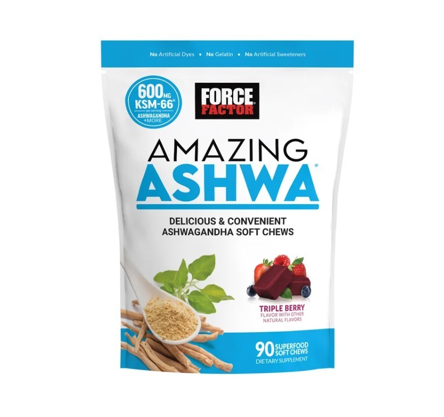 Force Factor Amazing Ashwa, Triple Berry, 90 Soft Chews, No Artificial Dyes
