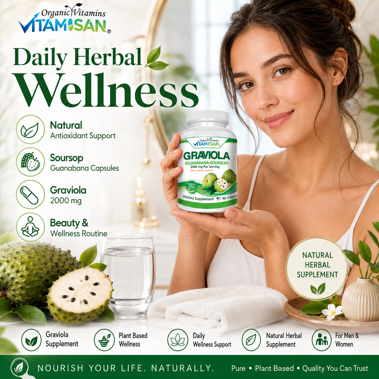 Soursop Graviola 2000 mg x/serving 360 Capsules Guanabana 6 Month supply Annona