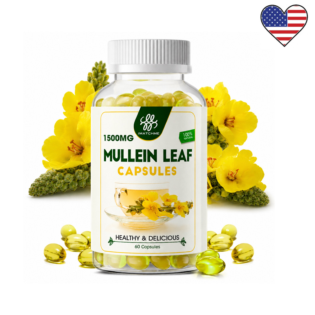 Mullein Leaf Capsules 1500mg – Support Lung Cleanse Respiratory Health 60ct
