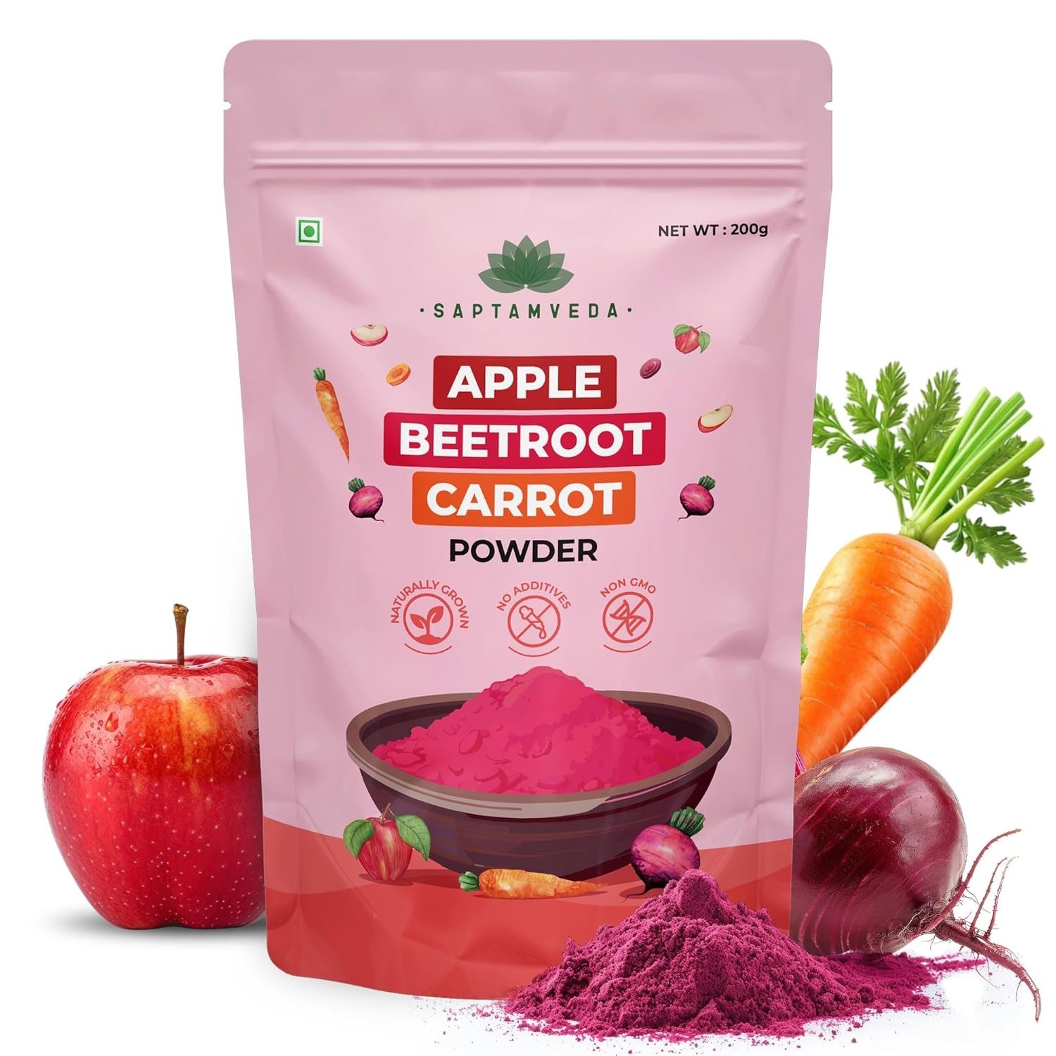 SAPTAMVEDA ABC Powder 200g – Apple Beetroot Carrot Superfood Free Shipping