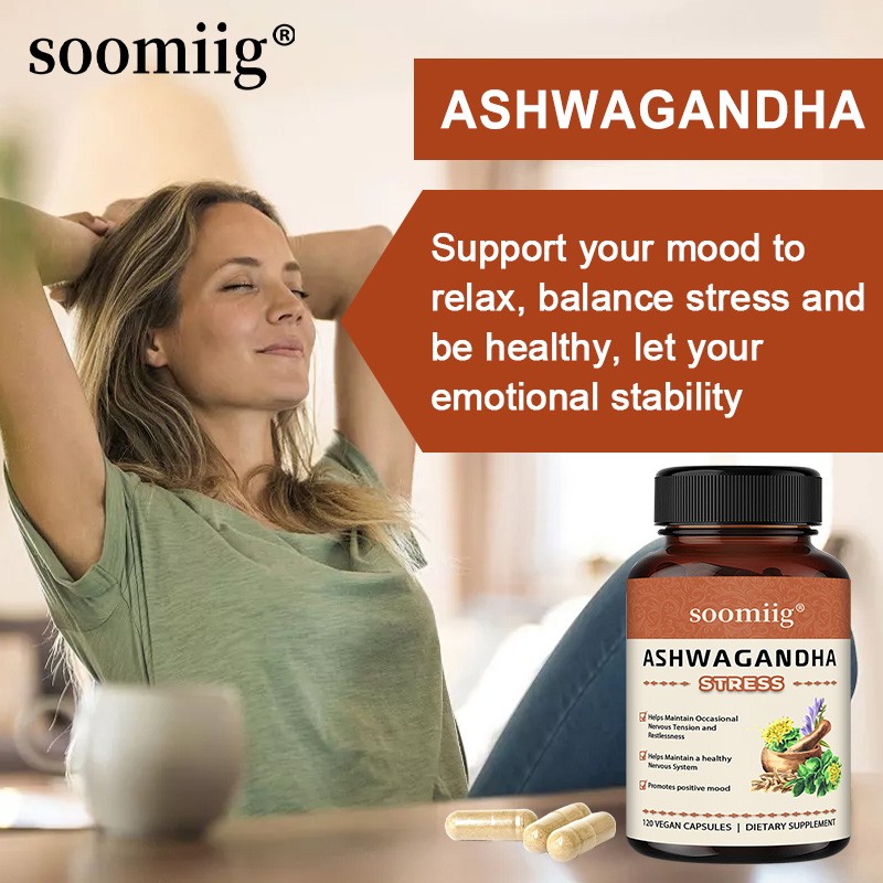 Ashwagandha For Stress Calming Vegan Caps Helps Maintain Healthy Nervous System