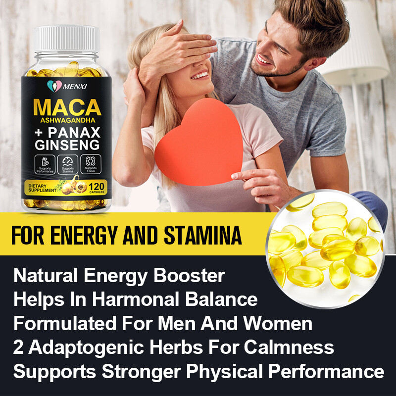 Organic Maca Root Capsules Peruvian Maca Extract for Men & Women Health Softgels
