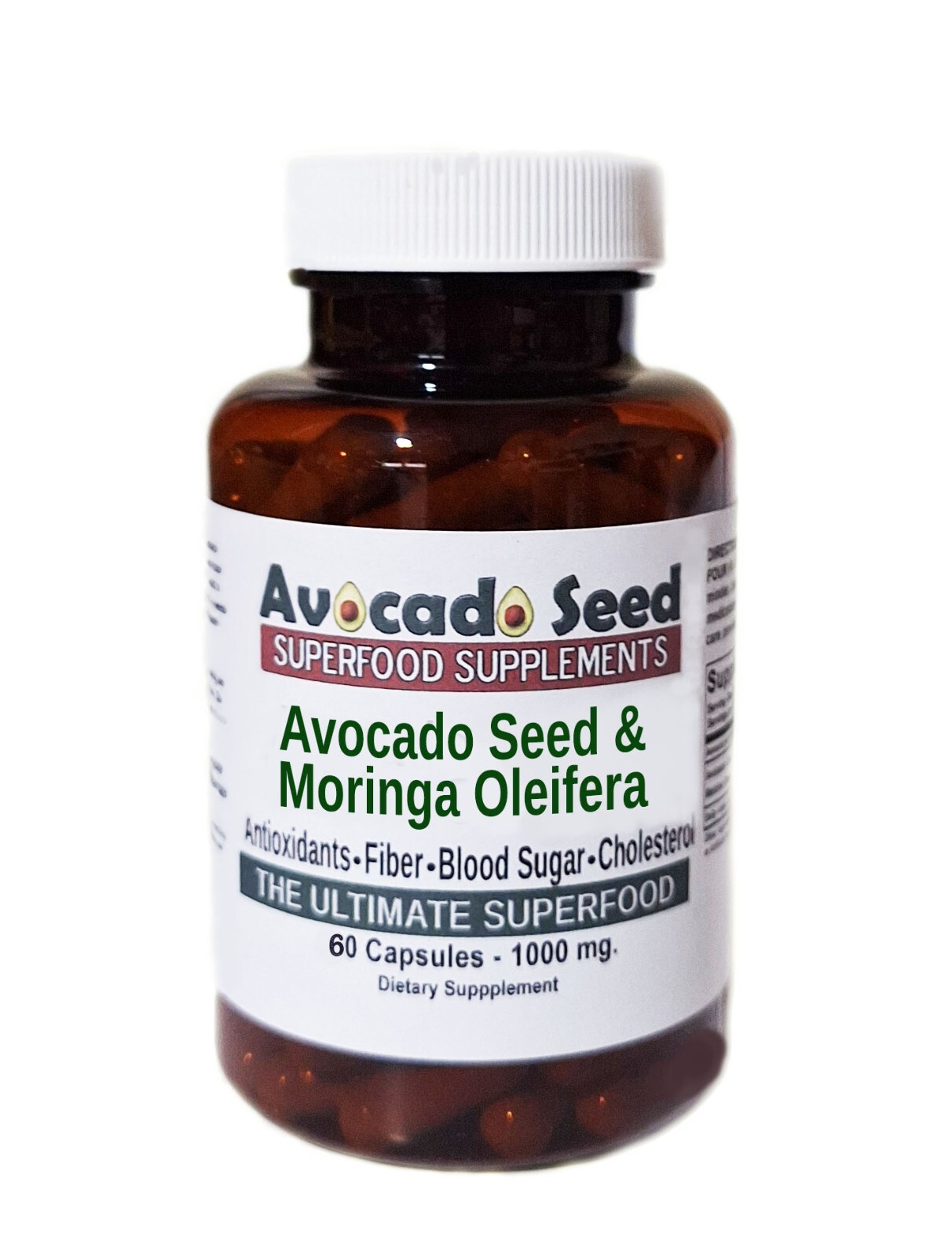 60 Avocado Seed + Moringa Oleifera Capsules – Digestion, Vitamins, Antioxidants