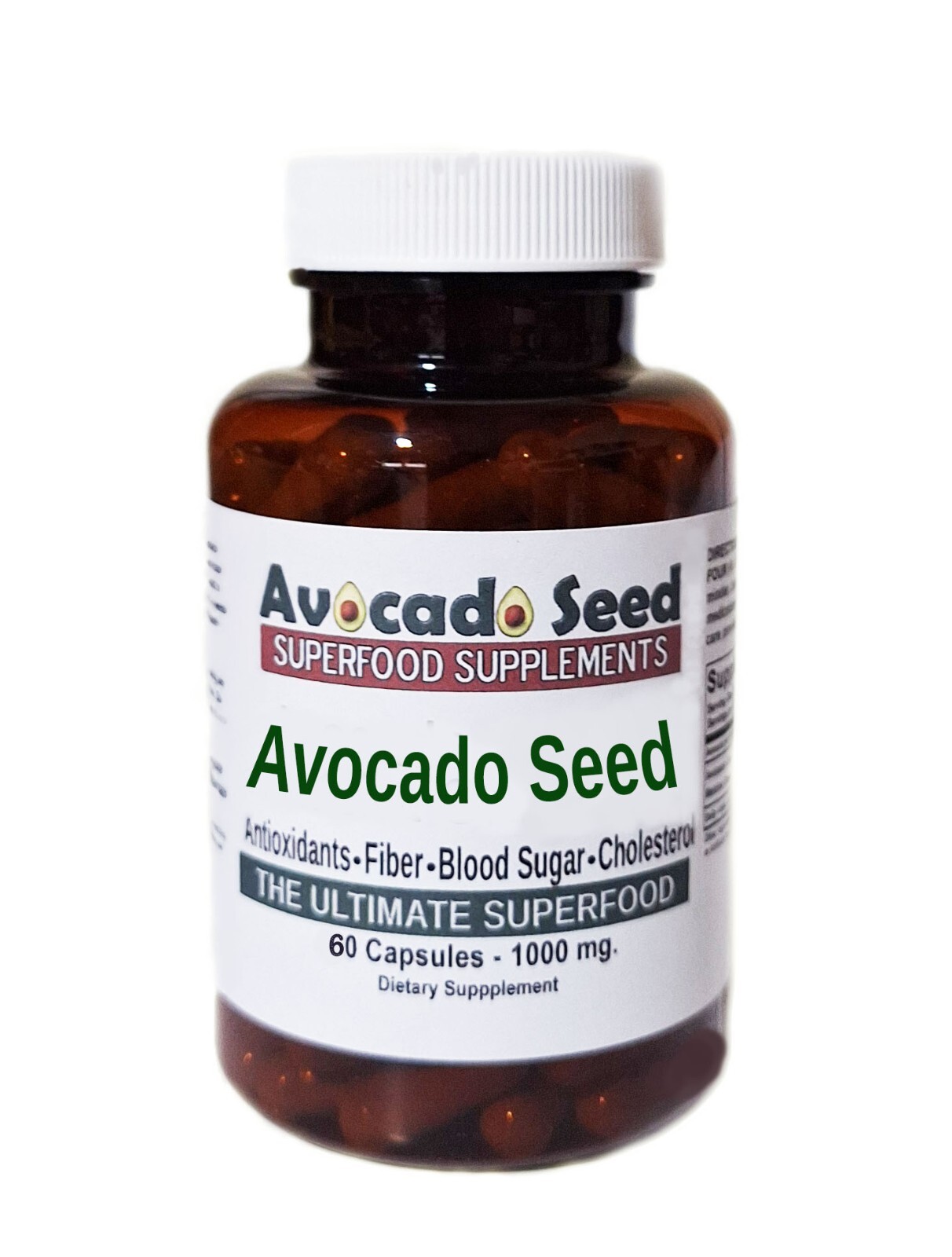 180 Avocado Seed Powder Capsules -Digestion,Blood Sugar,Cholesterol,Gut Bacteria