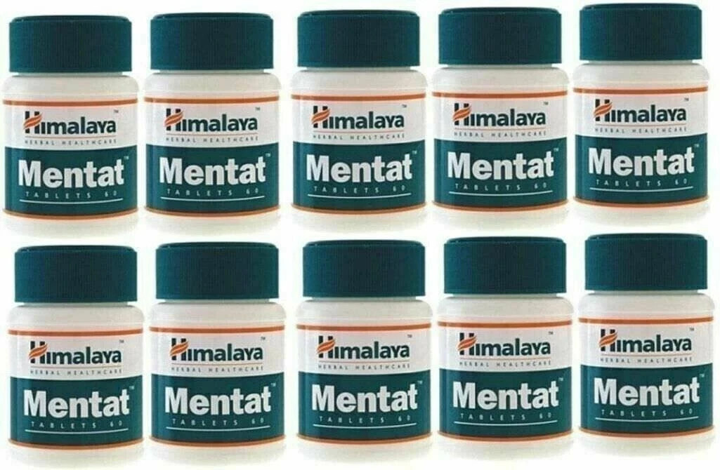 10 Tubs of Himalaya Mentat 600 Tabs For Mental Health Memory & Stress