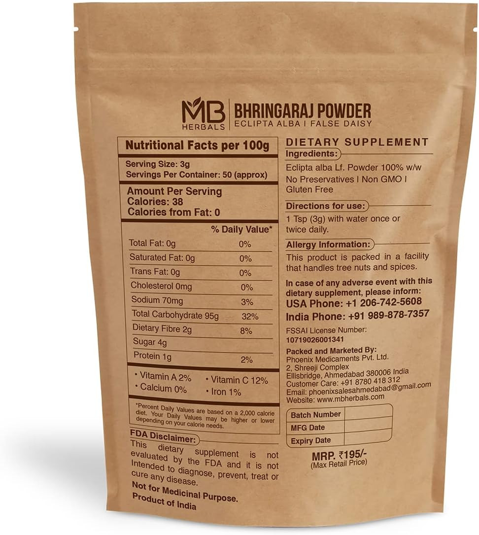Pure Bhringraj Powder 100 Grams | Pure Bhringaraj Eclipta Alba Powder | Hair Car
