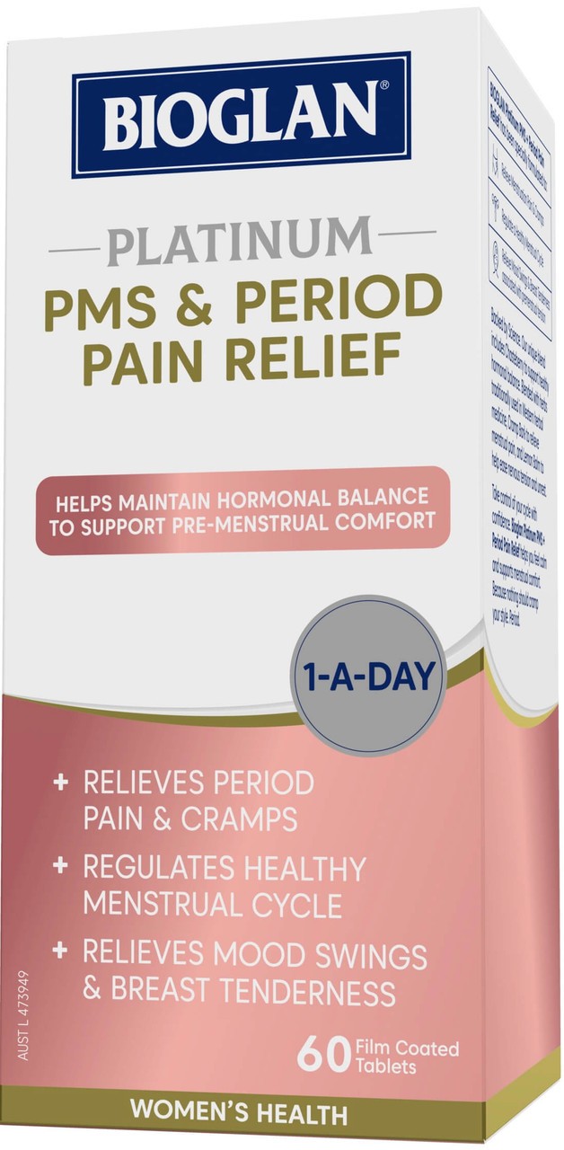 Bioglan Platinum PMS & Period Pain Relief 60 Tabs x 3 Pack