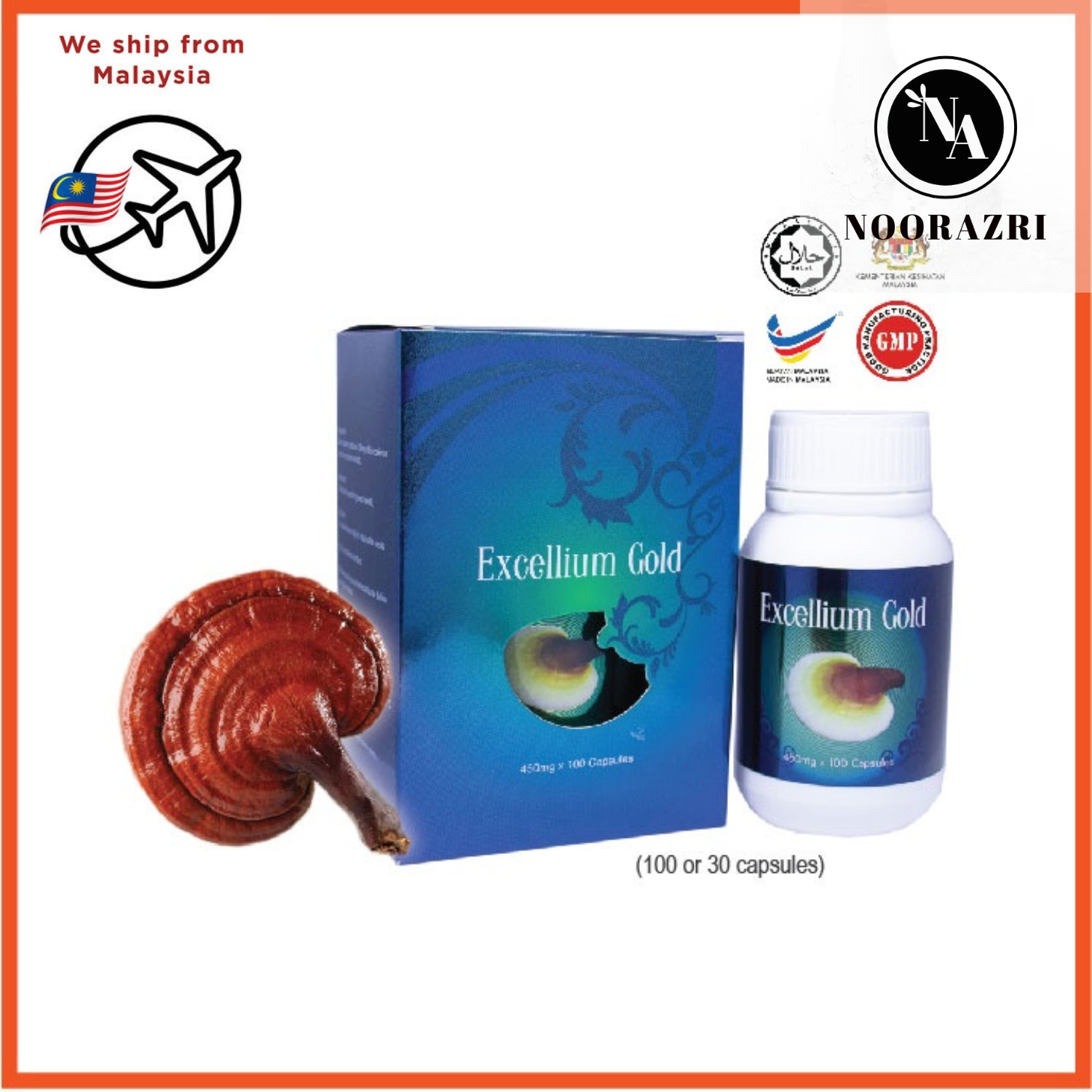 Gano Excellium Gold Lingzhi Mycelium Ganoderma Lucidum 100 Caps FREE SHIPPING