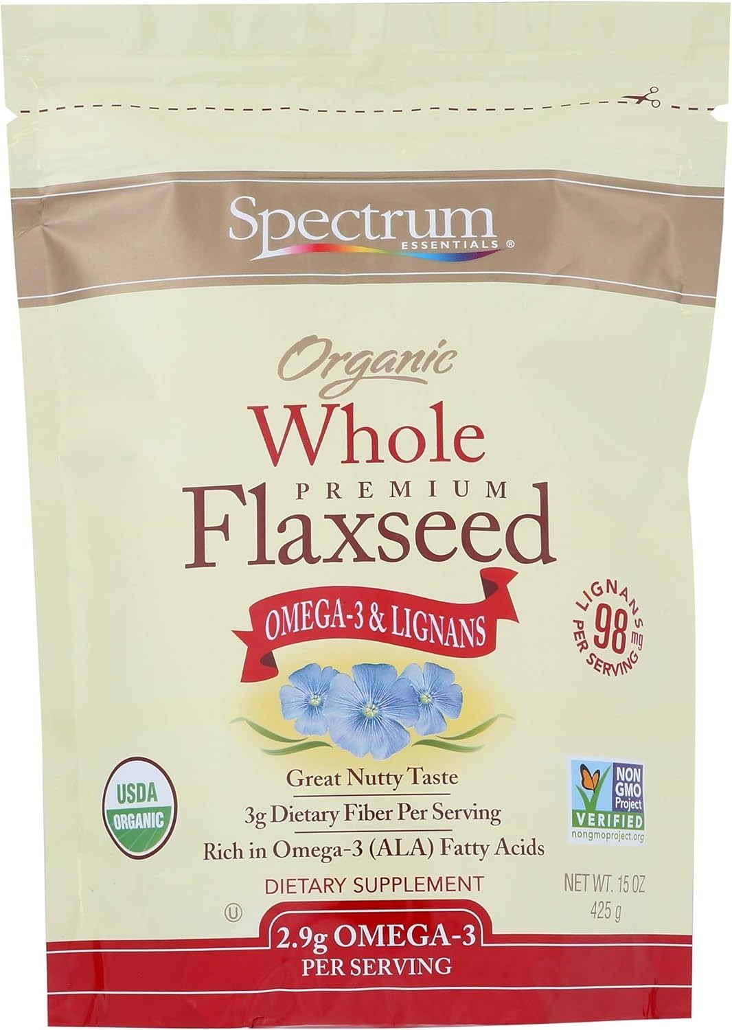 15 oz Organic Whole Flaxseed – Rich in SDG Lignans for Health Enthusiasts