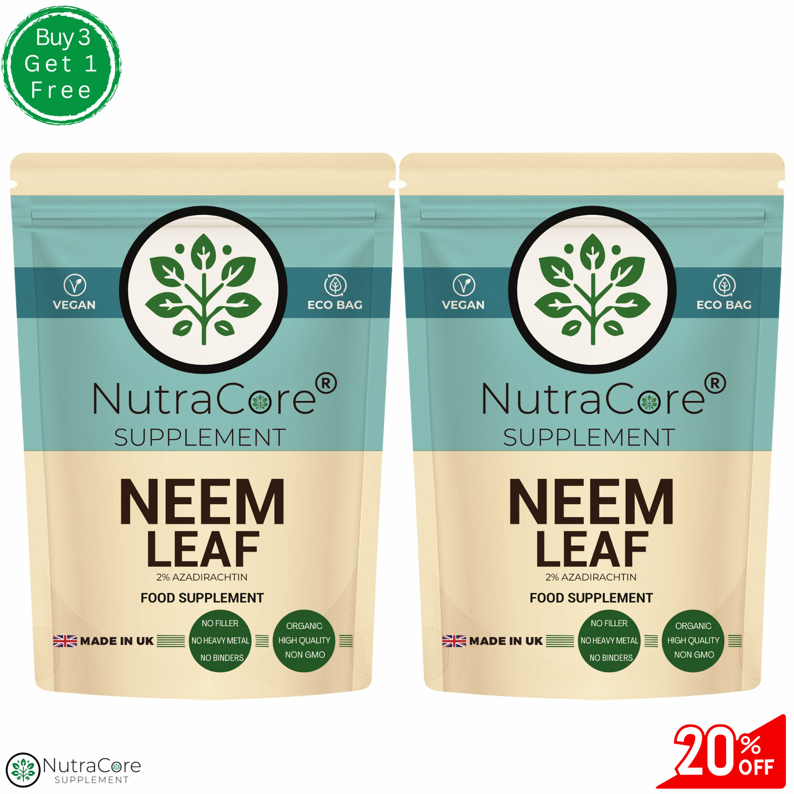NEEM LEAF 5500mg Capsules, (2%Azadirachtin) 100% Organic-Detox Immune Support