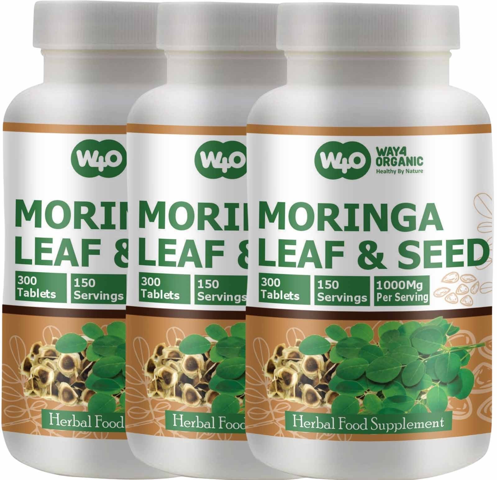Moringa Oleifera Leaf & Seed Powder 80:20 – 300 Tablets, 1000mg (3 Packs)