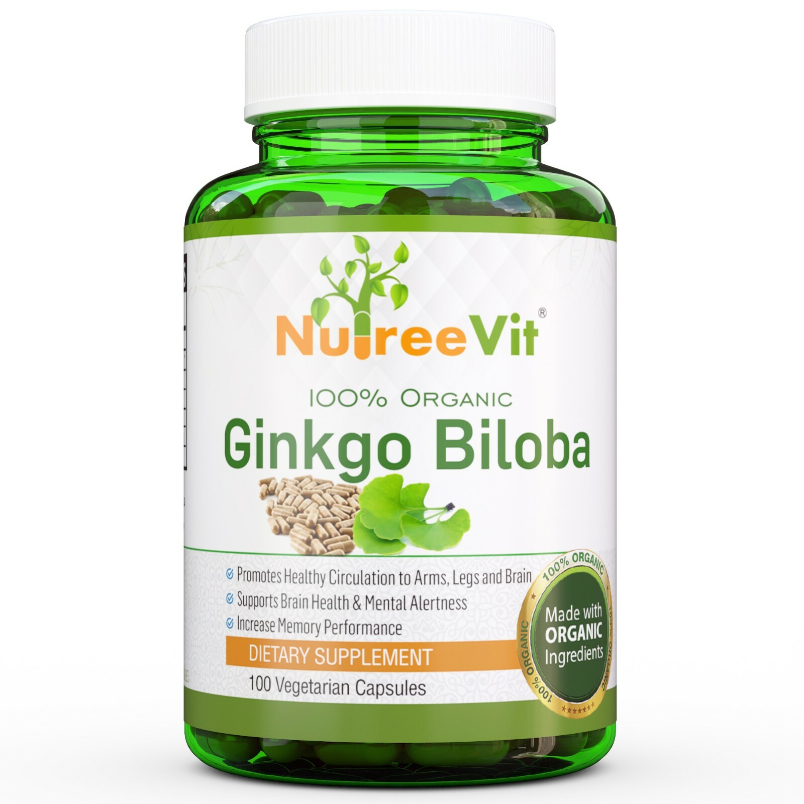 PURE 100% GINKGO BILOBA VEGETABLE CAPSULES (500mg) Memory Enhancement