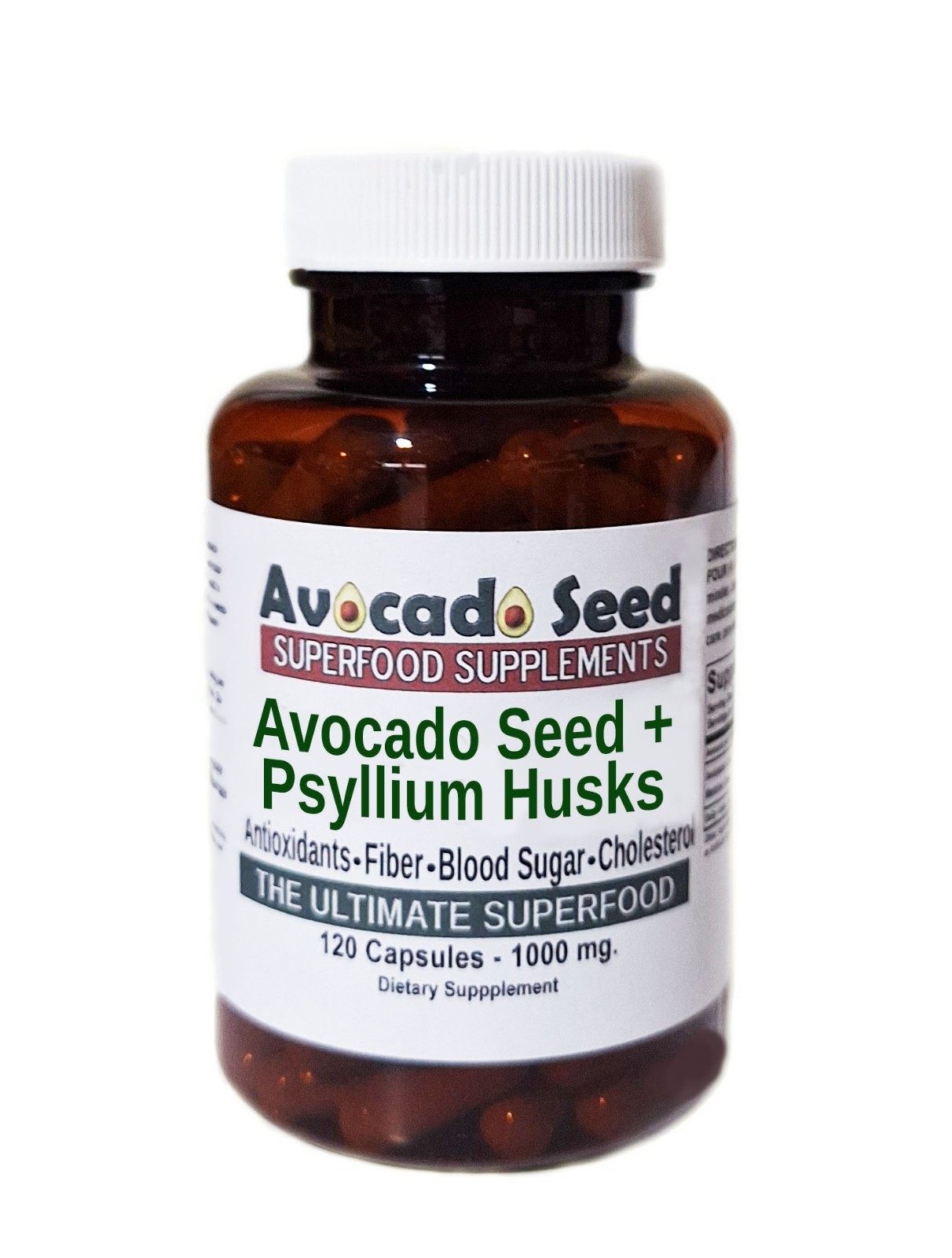 120 Avocado Seed & Psyllium Husk Fiber Capsules – Bowel Gut Health & Antioxidant