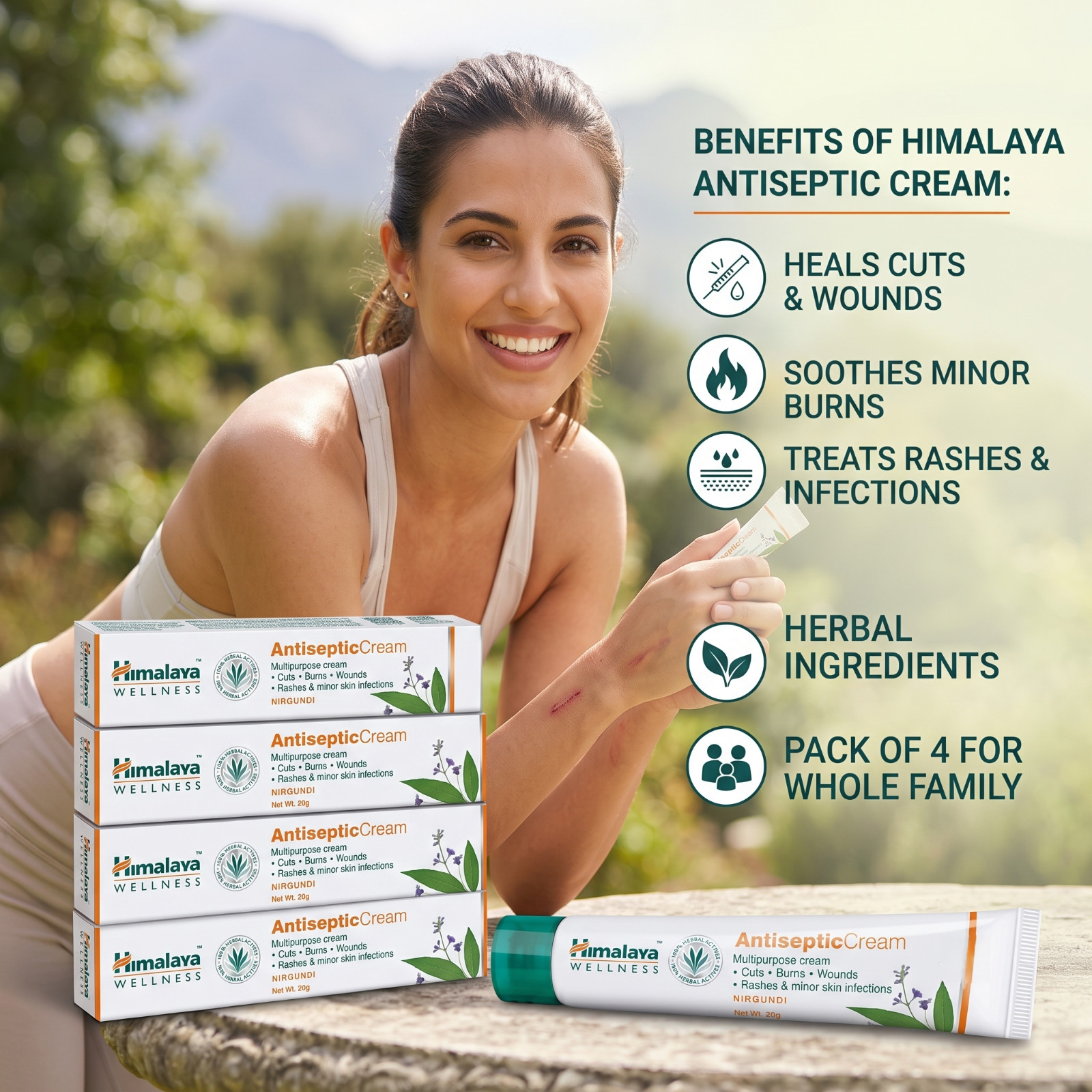 4 packs X Himalaya Herbals Antiseptic Cream 20 Grams Each