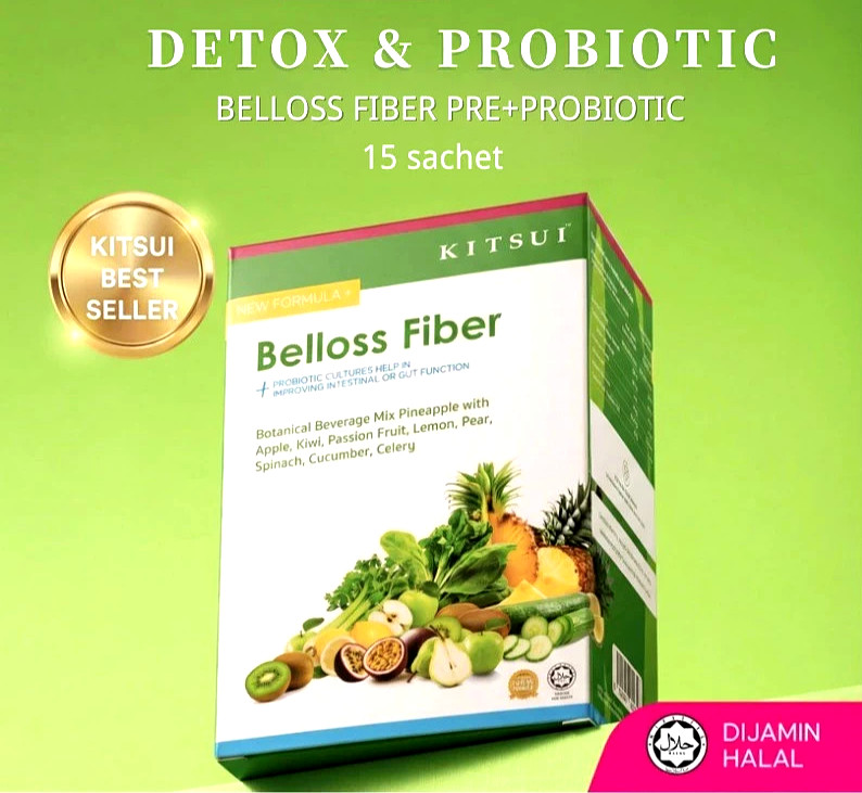 KITSUI Belloss Fruit & Veg Pre + Probiotic Detox Fiber Drink 15 Sachets x 12g