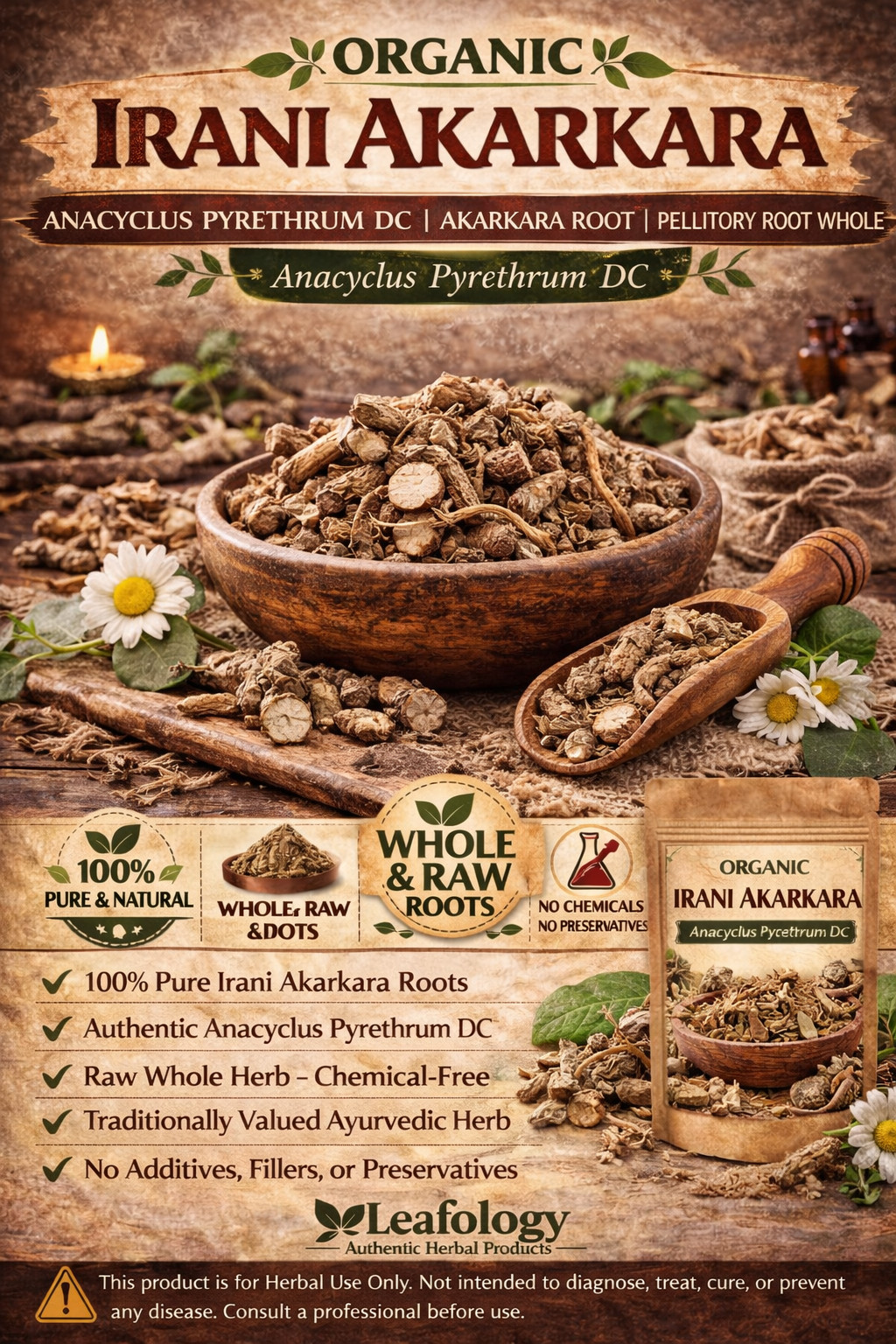 Organic Irani Akarkara Root (Whole)