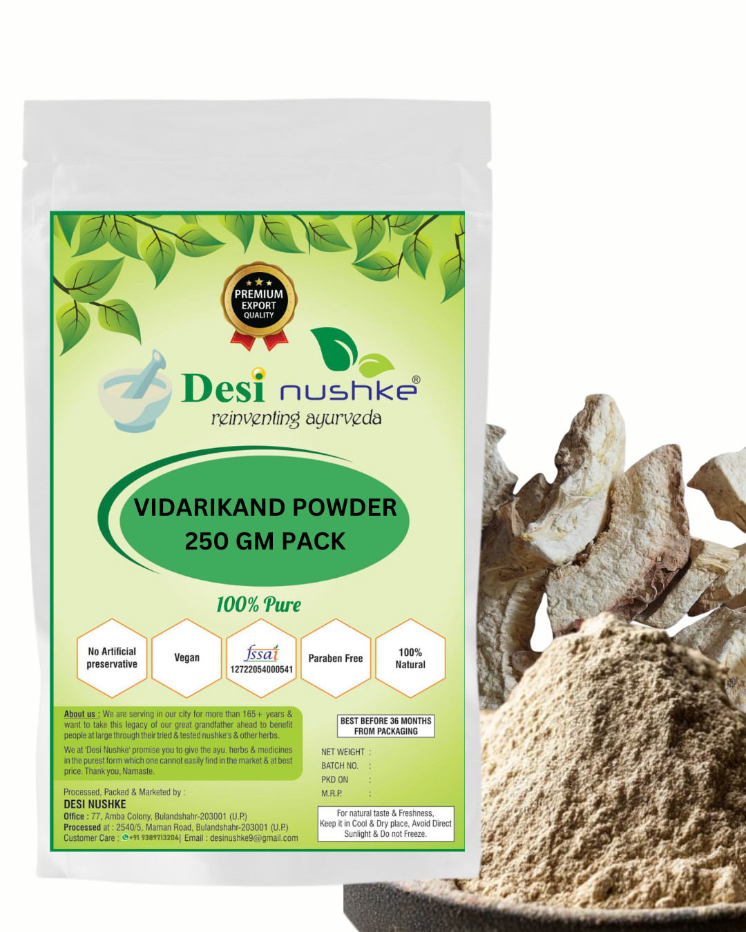 Vidarikand Powder 250 gm | Pueraria Tuberosa | 8.82 oz | Bidharikand Safed