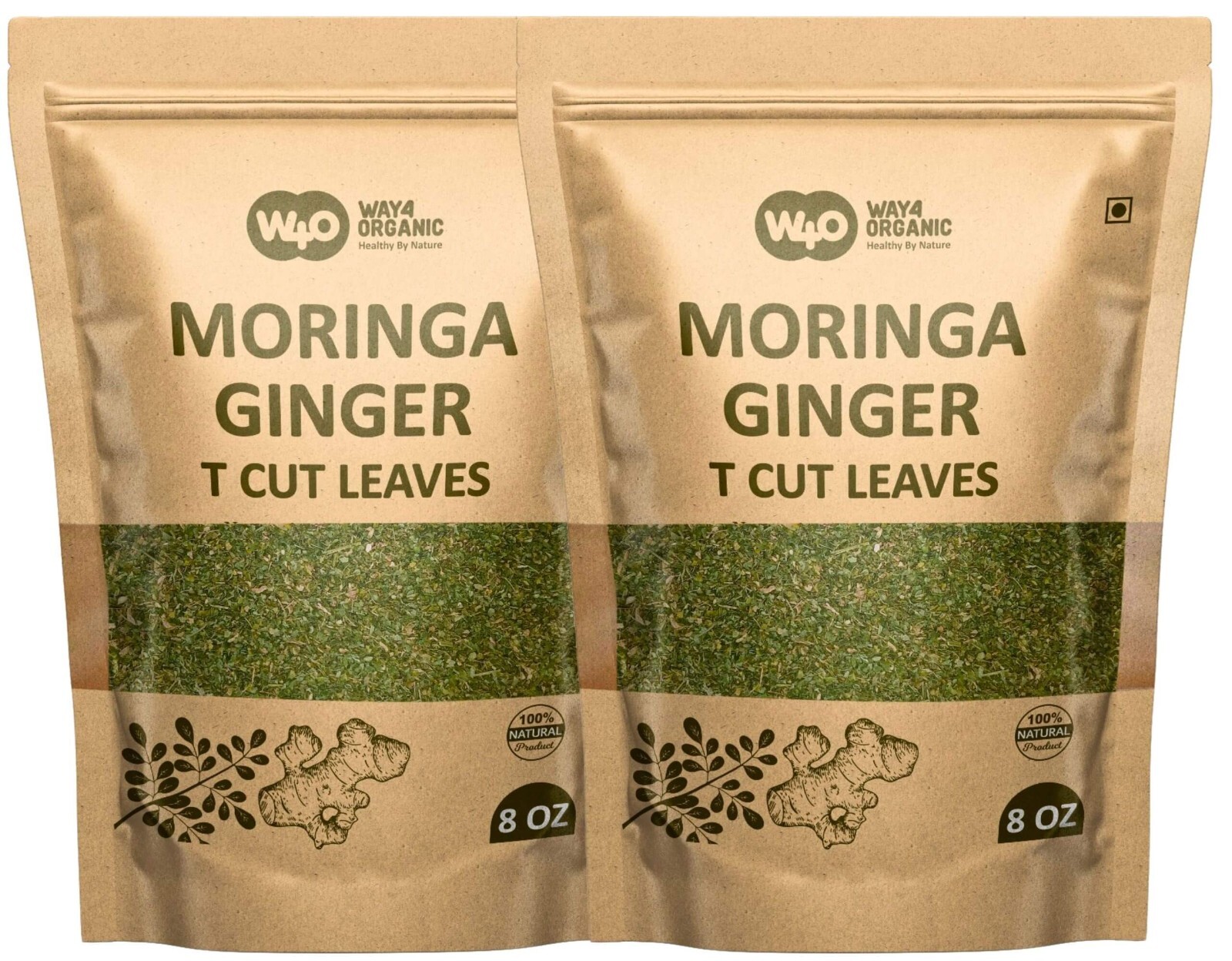 Moringa Tea with Ginger 8 oz, Boost Immunity, Aid in Digestion(2 Pack)