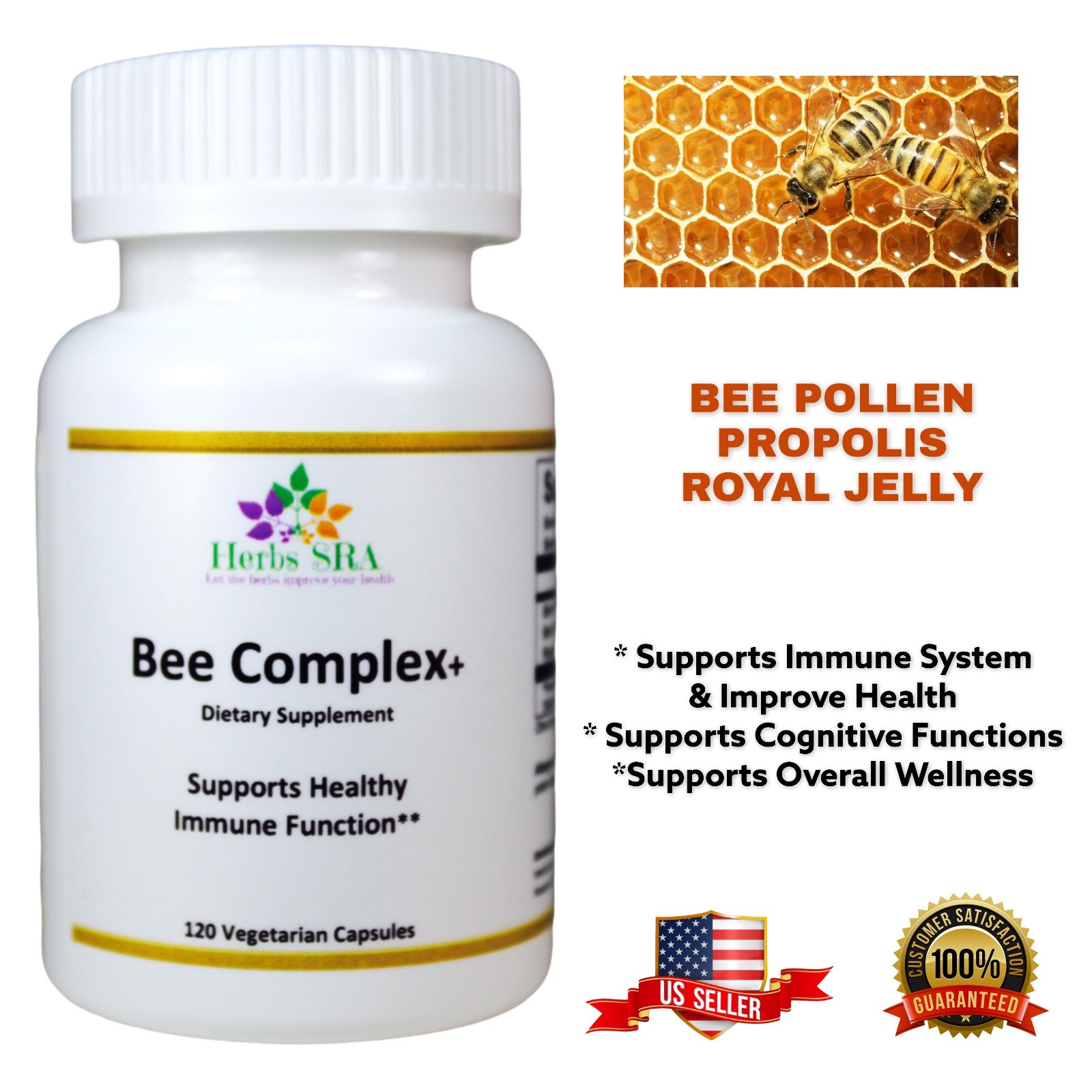 ROYAL JELLY, BEE PROPOLIS, BEE POLLEN 120 capsules Anti-inflammatory antioxidant