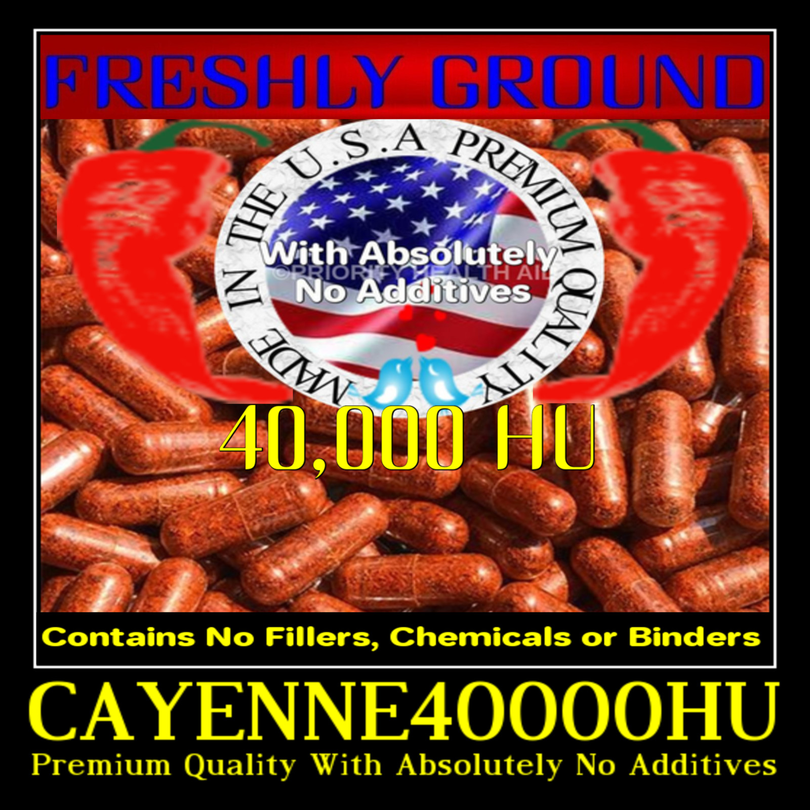 CAYENNE RED PEPPER With Absolutely No Additives Fat Burner 40.000 HU 100 V Caps
