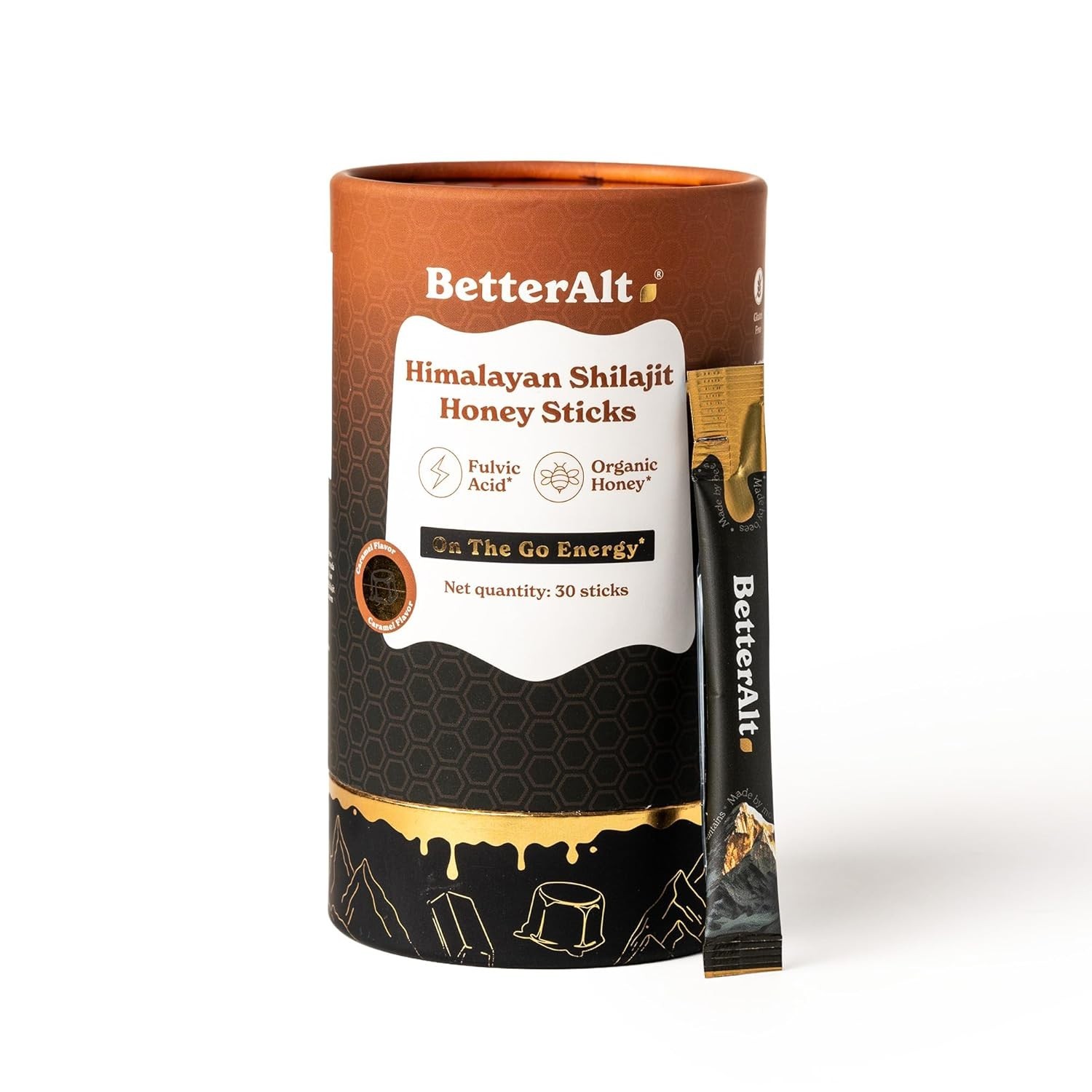 BetterAlt Pure Himalayan Shilajit/Shilajeet Caramel Honey Sticks with 75%+