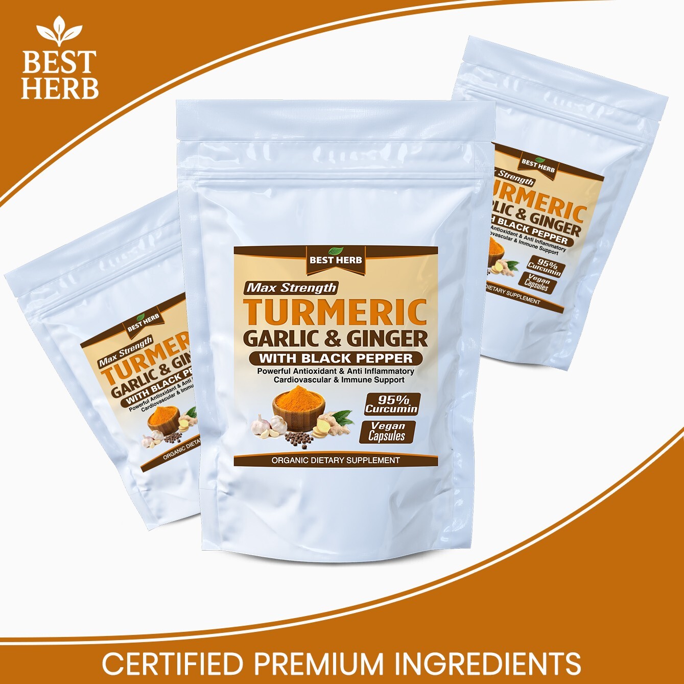 240 CAPSULES TURMERIC GINGER GARLIC BLACK PEPPER PIPERINE CURCUMIN TUMERIC PILLS
