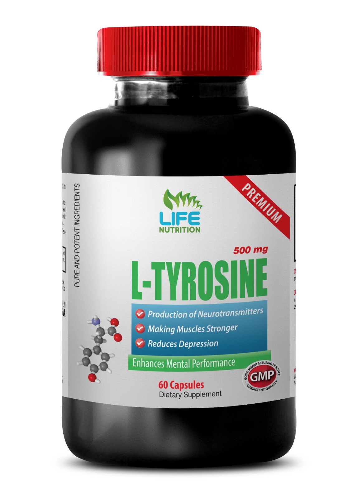 Amino Acids – L-Tyrosine 515mg – Helps Emotional Well-Being Supplements 1B