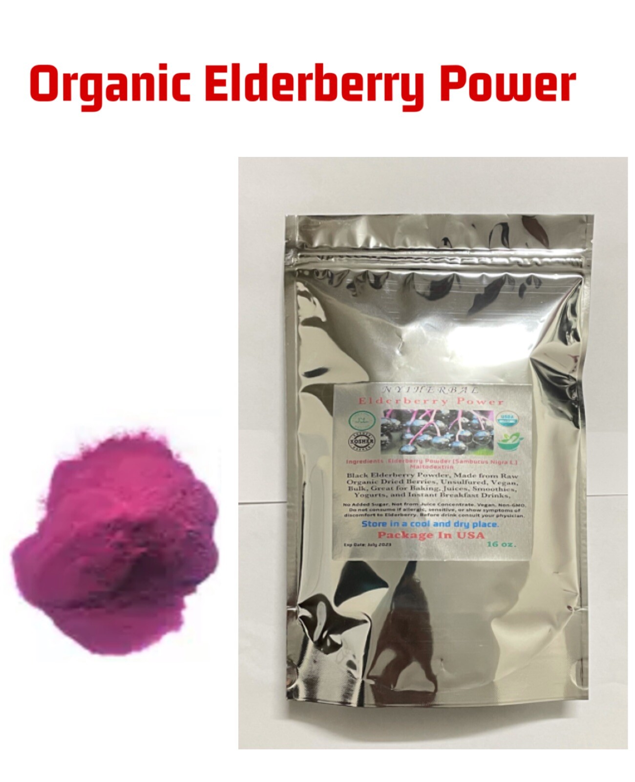 ORGANIC ELDERBERRY(Sambucus Nigra/Caprifoliaceae) Powder/Extract, Immune Booster