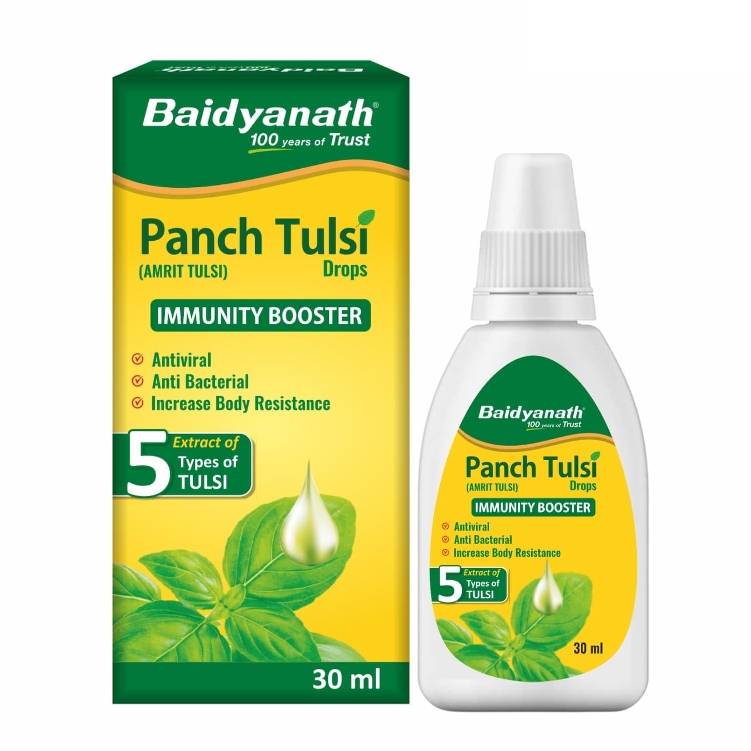 Baidyanath 5 Tulsi Drops 30ml x2 | Natural Immunity & Wellness Booster