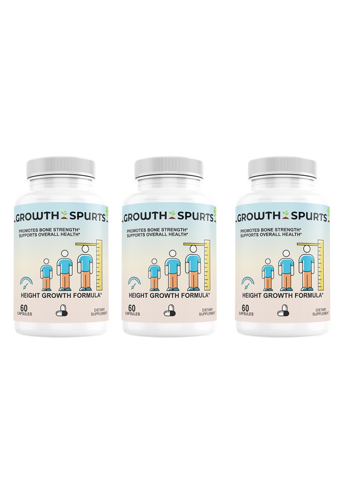 3PK Growth Spurts,Bone & Height Formula, Promotes Healthy Growth And Bones,Teens