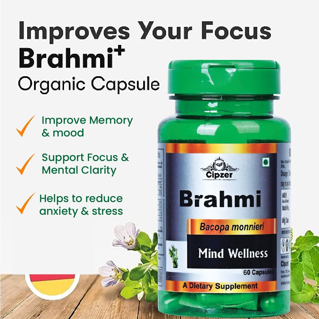 Cipzer Brahmi 60 Capsule | Stress Reducer, Improve Mental Health, Better Sleep