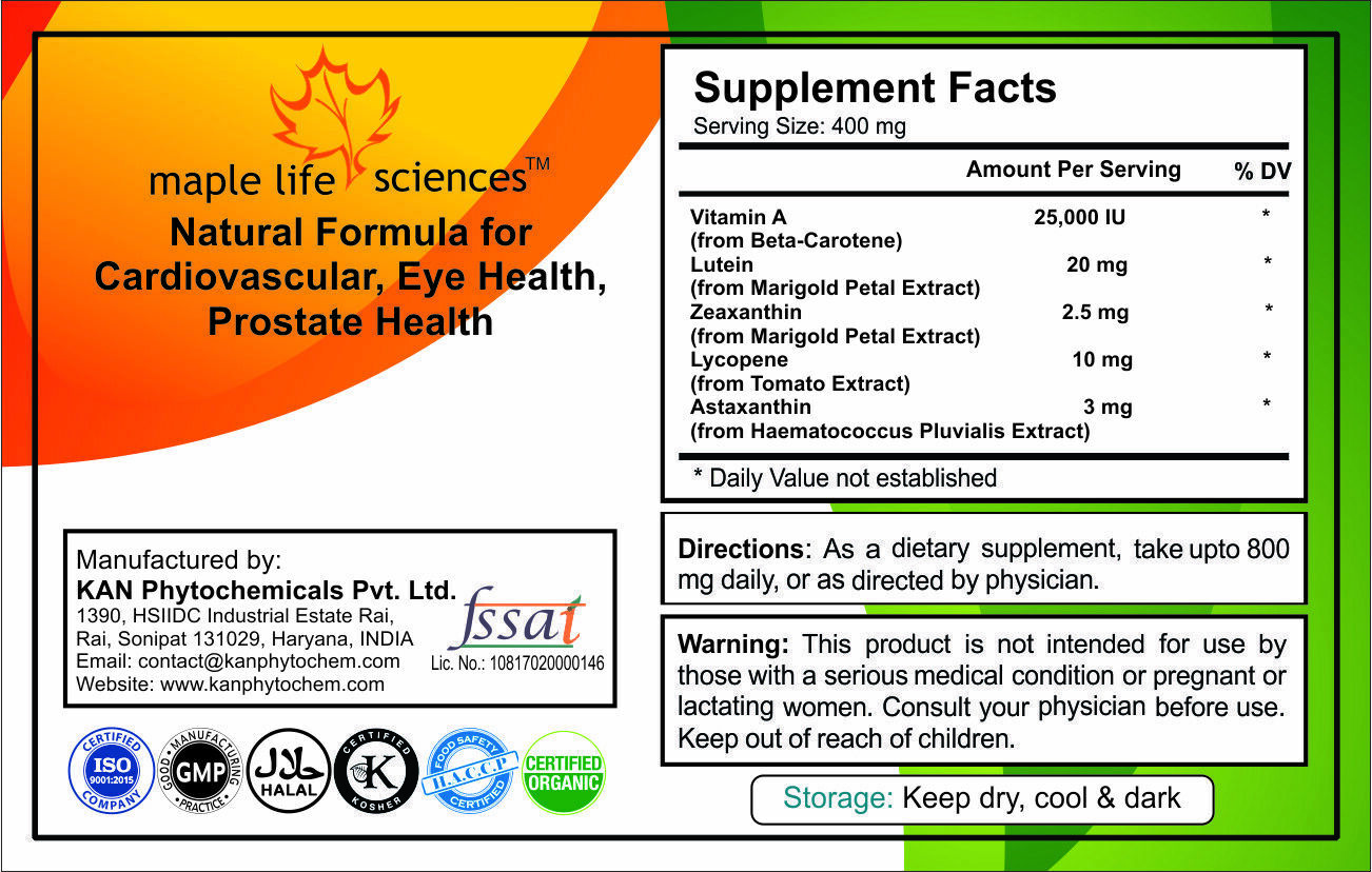 Natural Blend of Carotene Lutein Zeaxanthin Lycopene Astaxanthin Antioxidant