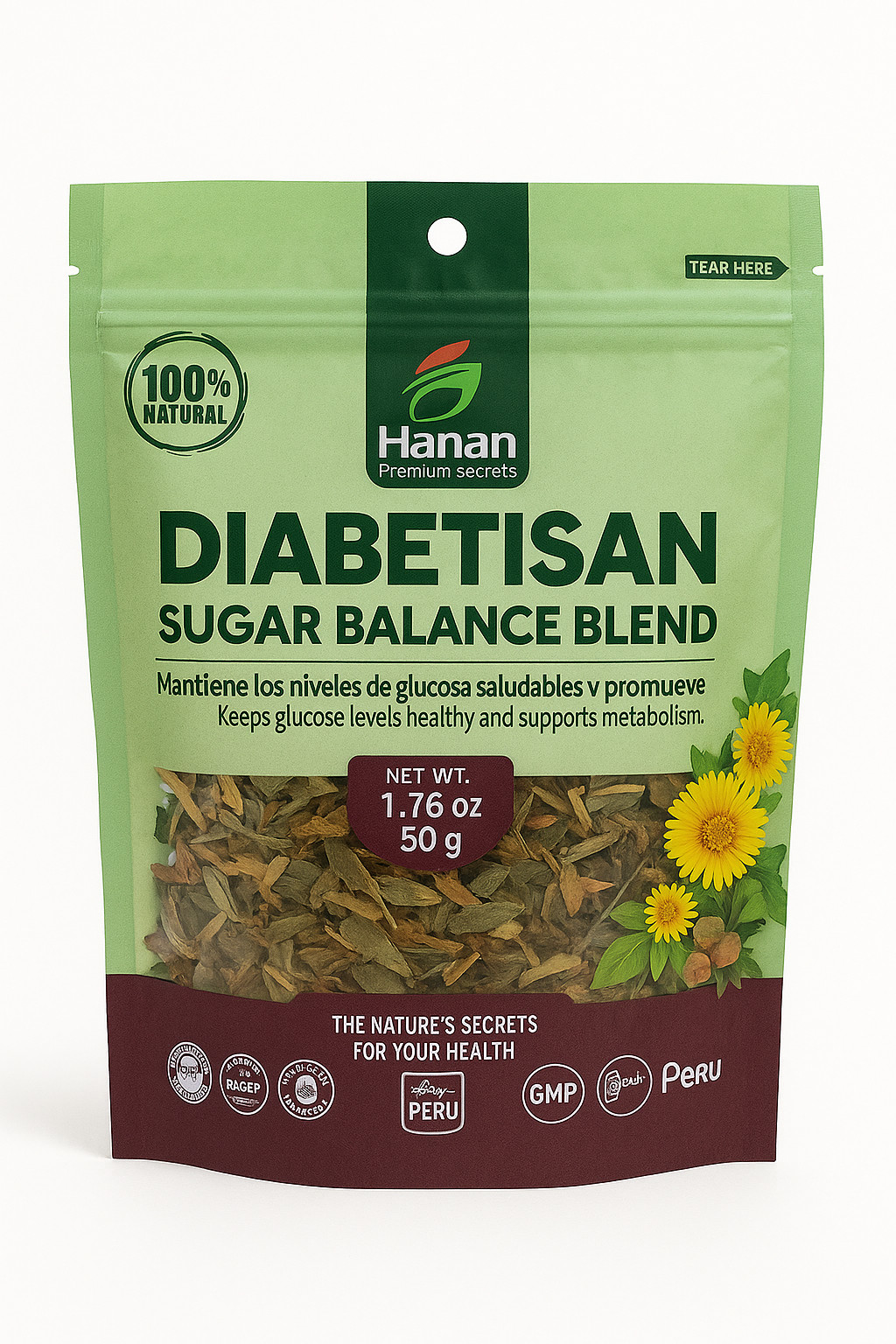 Hanan Peruvian Secrets Diabetisan Herbal Tea – 100% Natural Sugar Balance (50g)