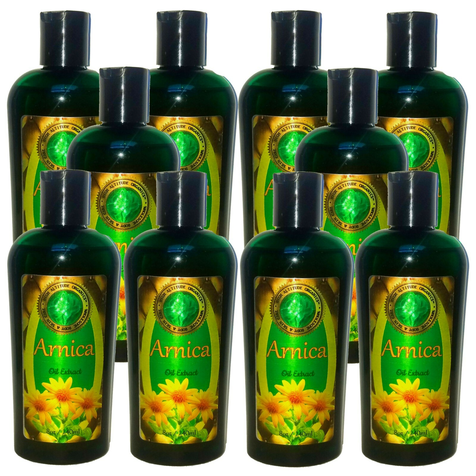 (10x8oz) Arnica Oil – Muscles,Bruises,Sprains,Fractures- HIGH ALTITUDE ORGANICS