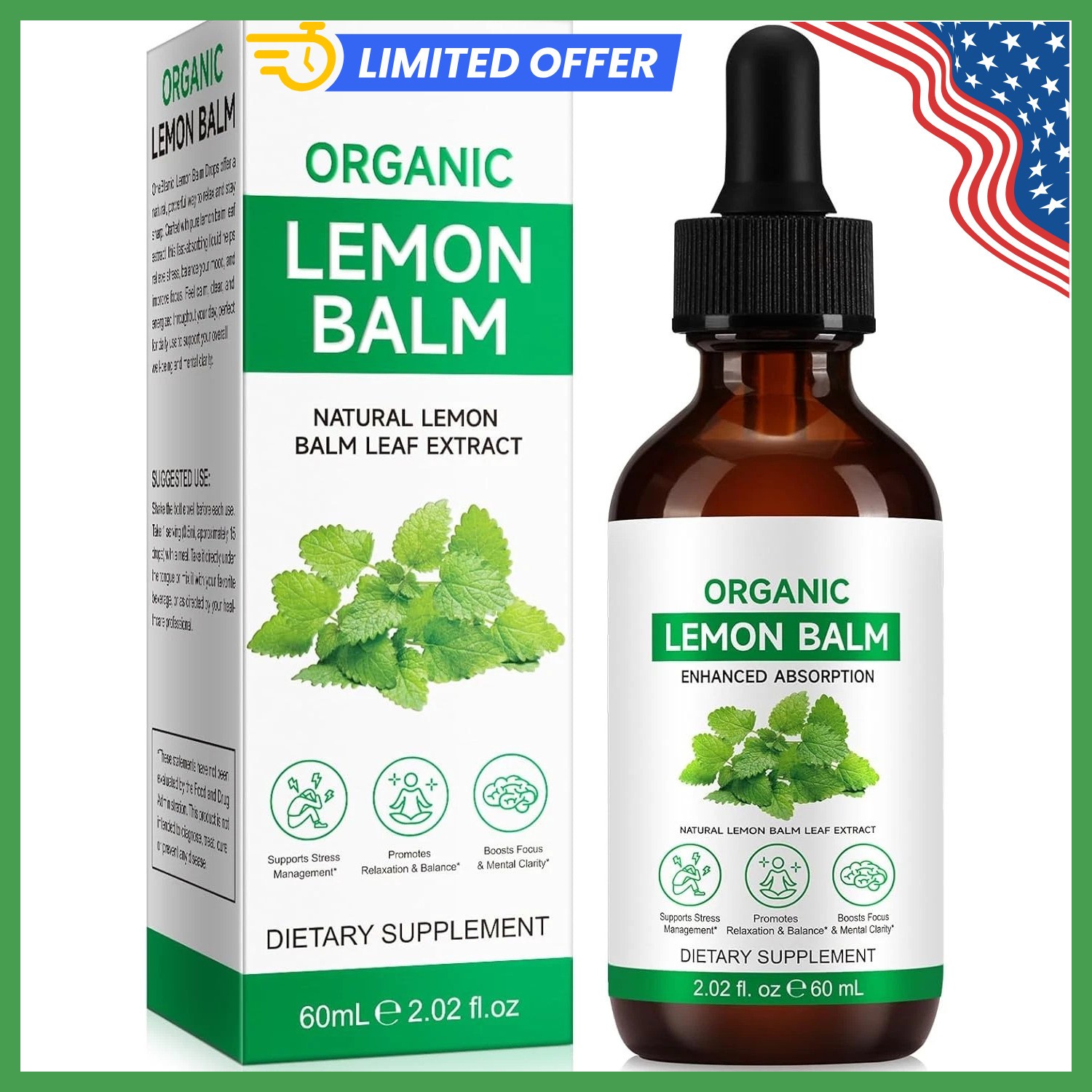 Lemon Balm Extract-Alcohol-Free, Natural Organic Lemon Balm Tincture Liquid for
