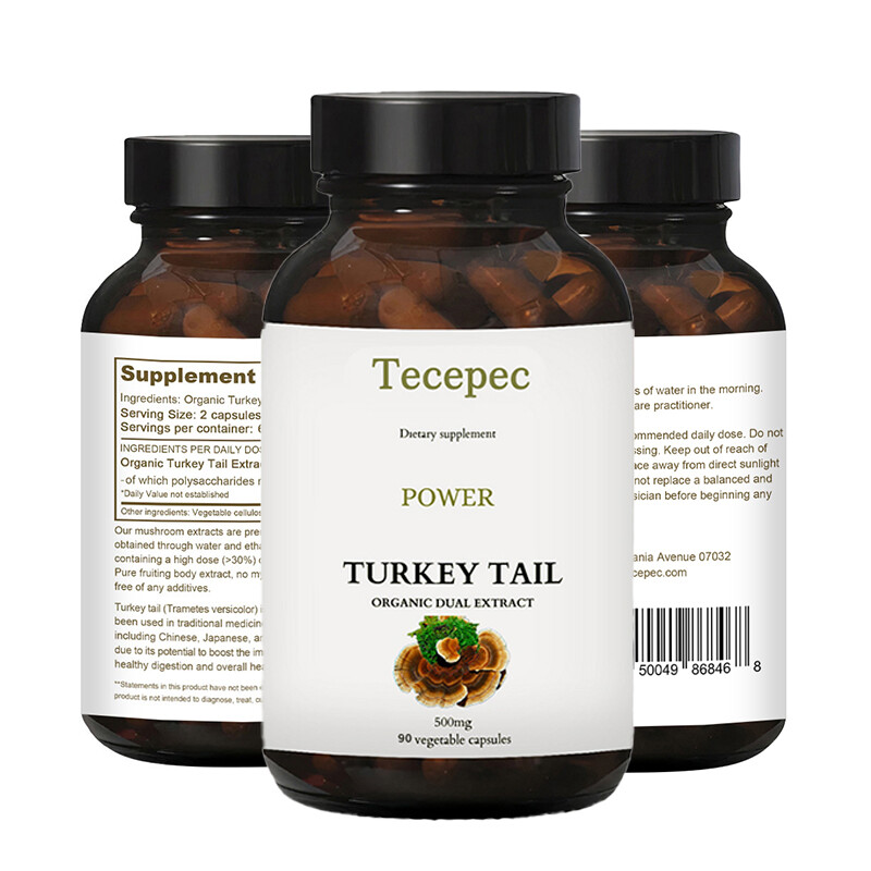 Turkey Tail Capsules 500mg Supports Digestion,Immunity,Gut Health 90 Capsules