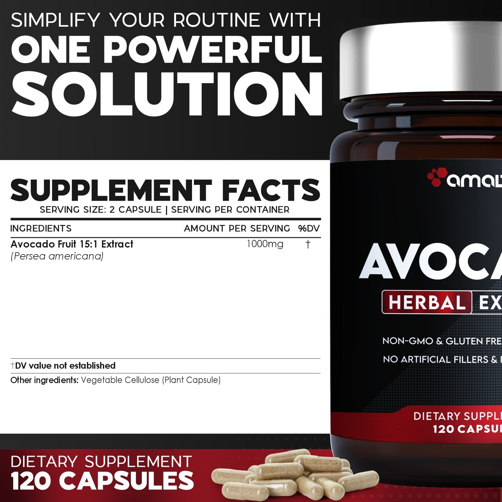 AVOCADO Fruit 15″1 Extract Powder 10000mg Capsules – 120 Capsules