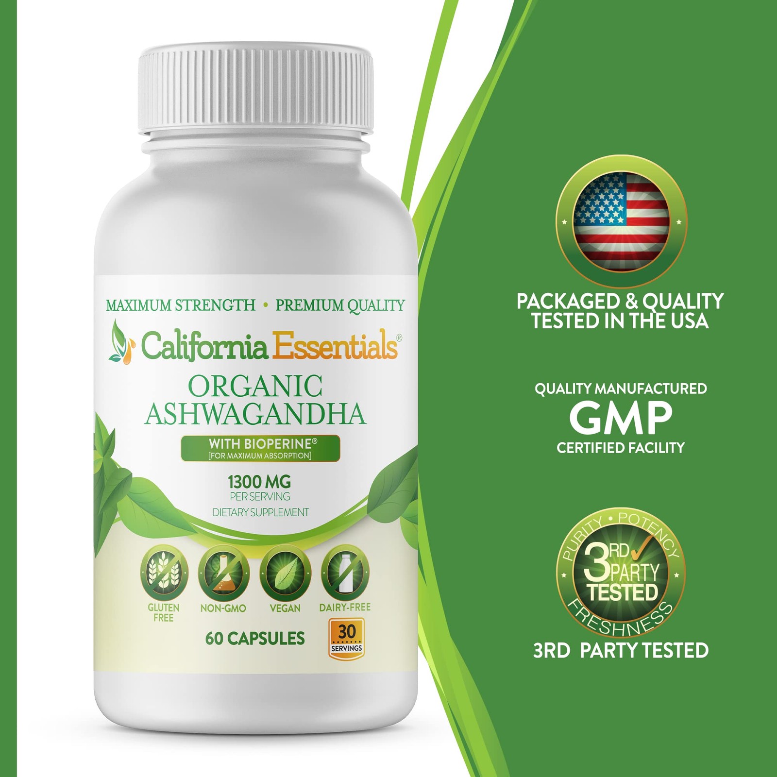 Best Ashwagandha Organic Caps Anxiety Stress support Relief Calm Focus Boost