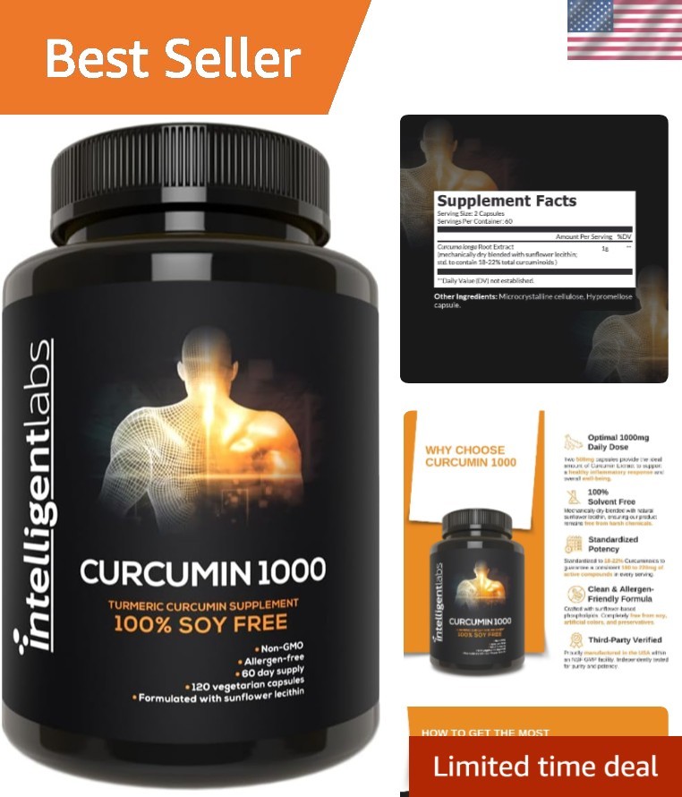 1000mg Curcumin – 120 Unflavored Capsules for Holistic Wellness Support