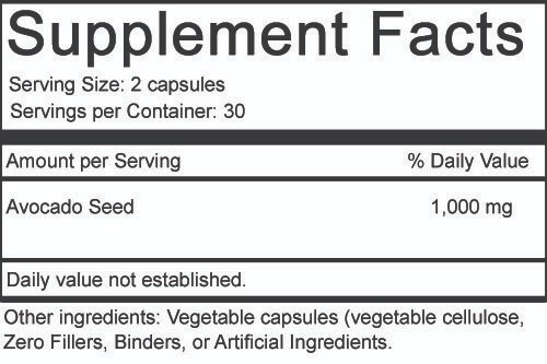 180 Avocado Seed Powder Capsules -Digestion,Blood Sugar,Cholesterol,Gut Bacteria
