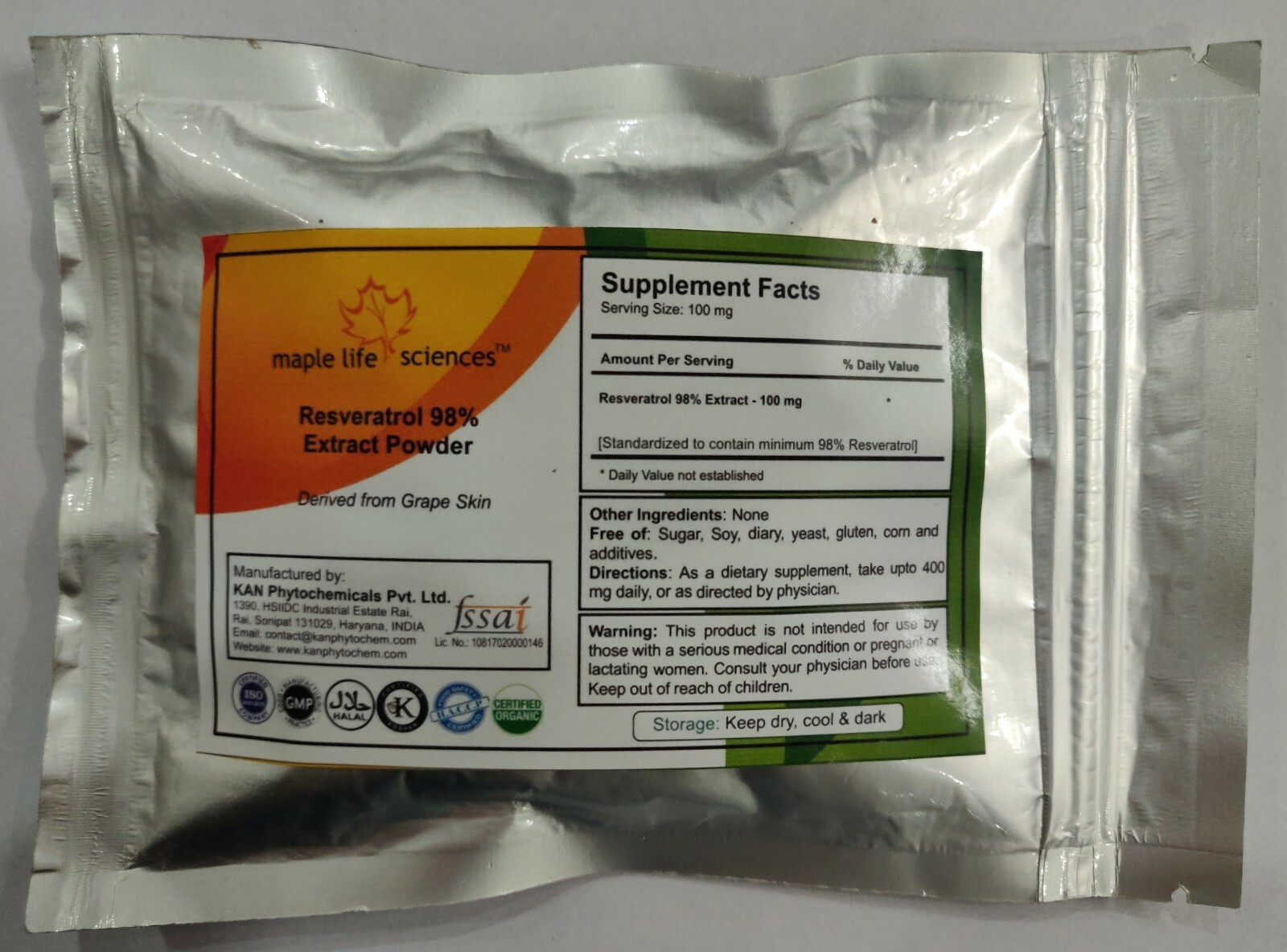 Resveratrol 98% Extract Powder Pure & High Quality