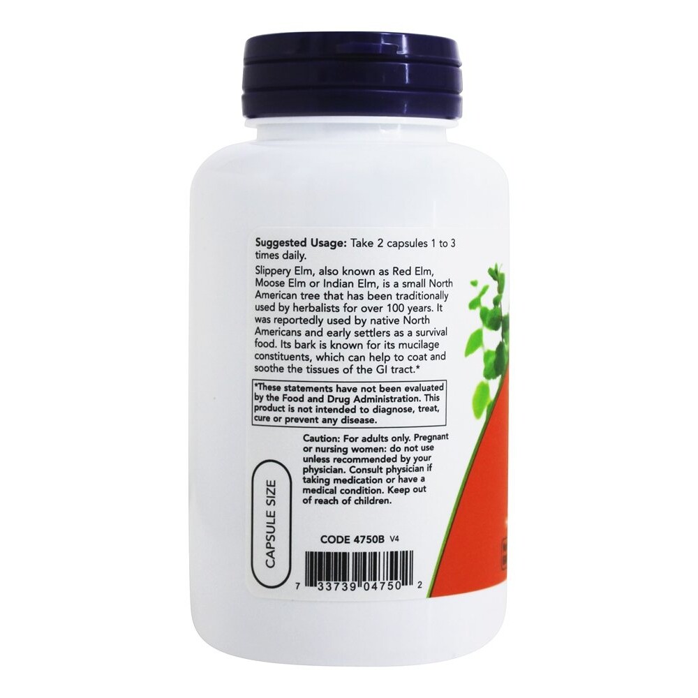 NOW Foods Slippery Elm 400 mg., 100 Capsules