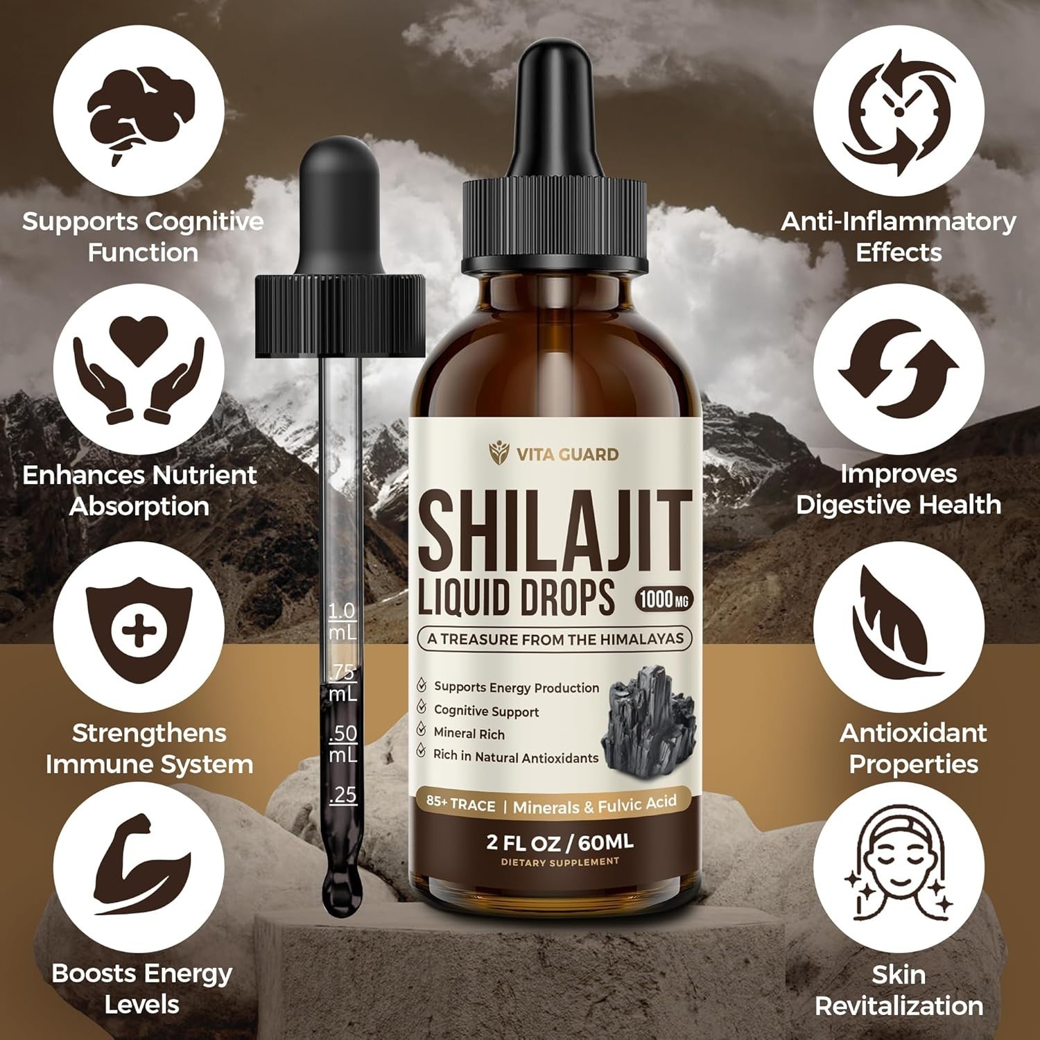 HIMALAYAN RESIN LIQUID DROPS – 1000MG ENERGY & IMMUNITY & VITALITY SUPPORT