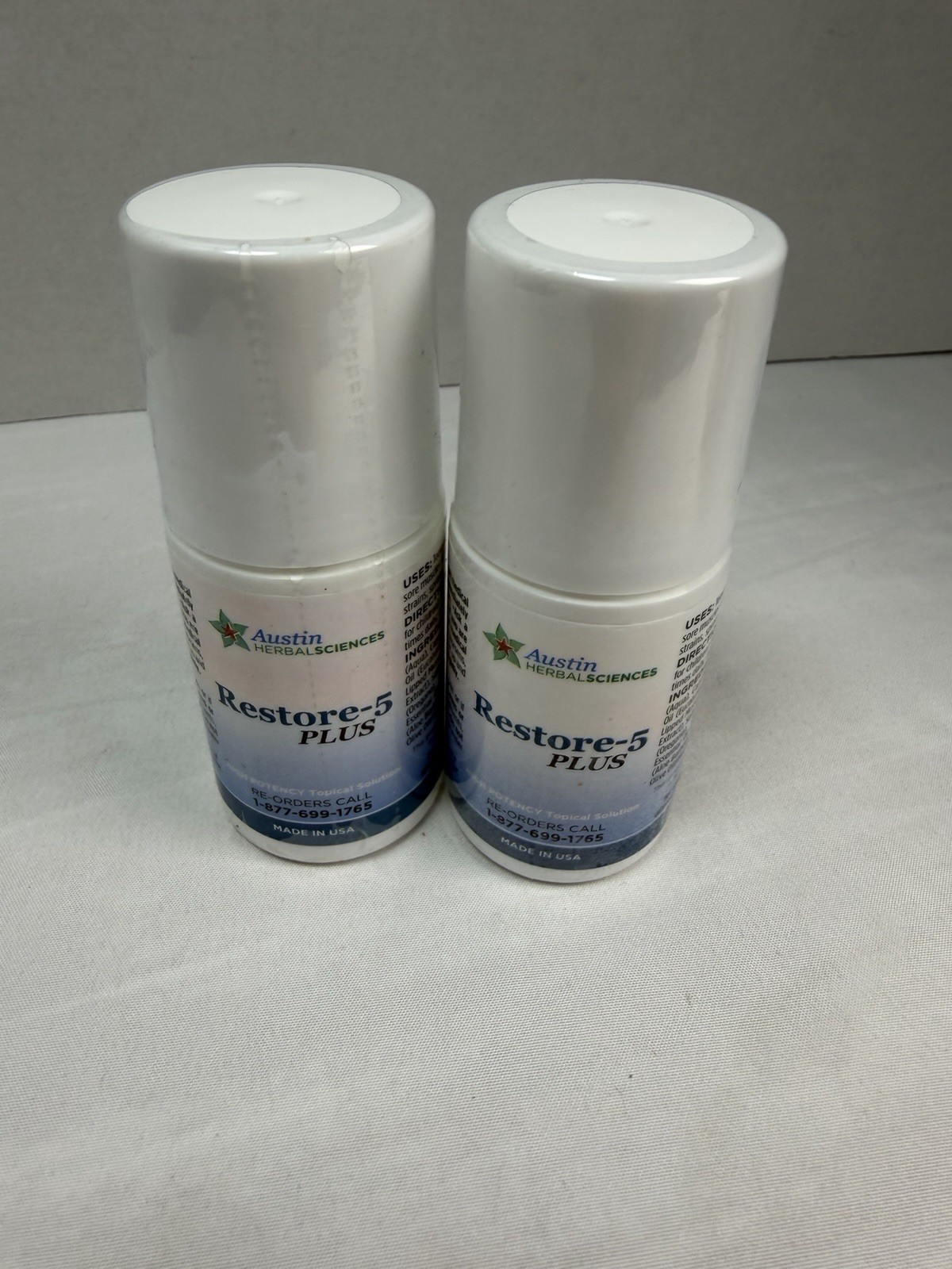 Restore-5 Plus Austin Herbal Topical Roll On Aches Pains High Potency Exp 2/24