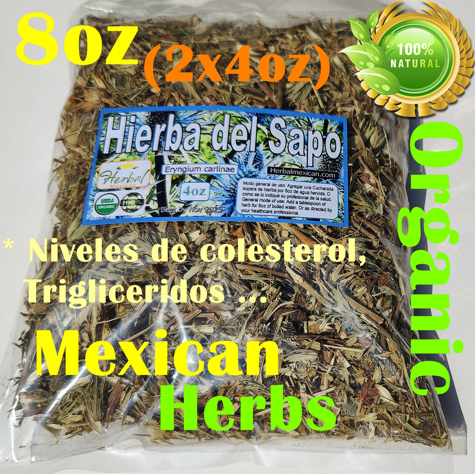 Hierba del sapo, Eringo/eryngo Tea, yerba del sapo 8oz organic Mexican Herbs !!!