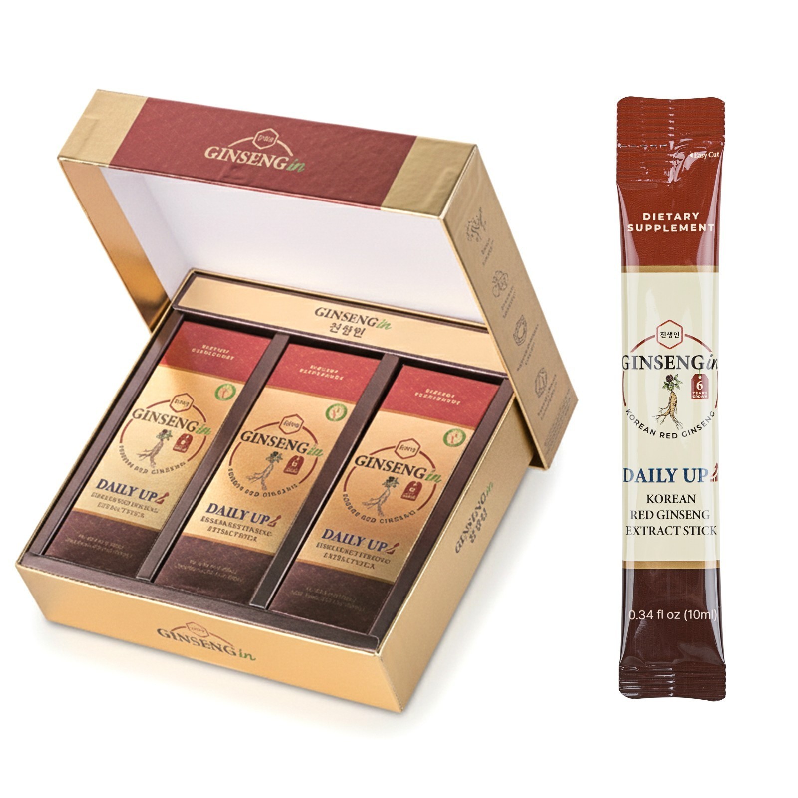 Korean Red Panax Ginseng Extract Sticks Sugar Free 6-Year Grown Energy – 30 pack