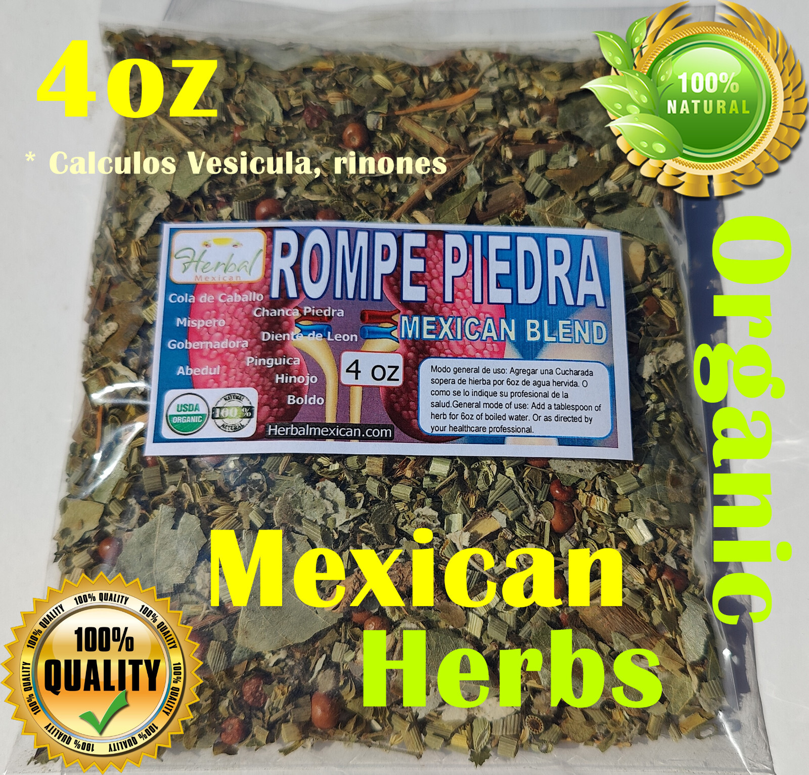 Rompe Piedra/piedras Calculos renales Vesicula, rinones Compuesto auxiliar 4oz!