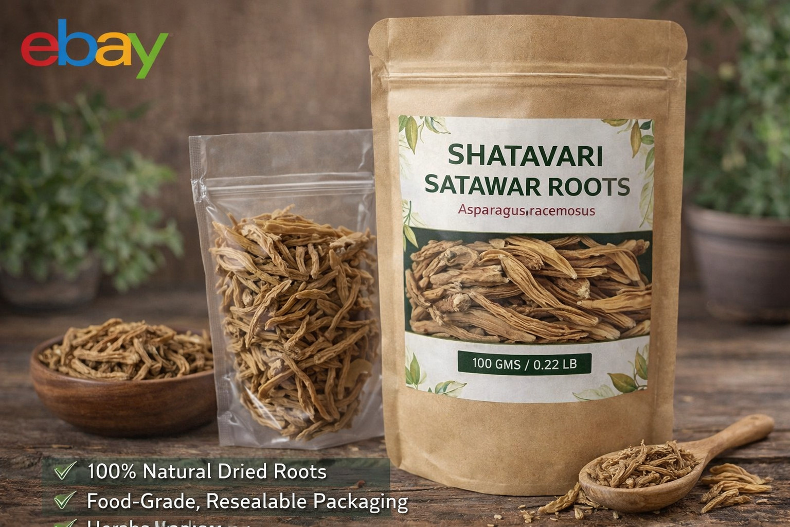 Shatavari Satawar Roots Dried Loose Asparagus Indian Raw Whole Herbs